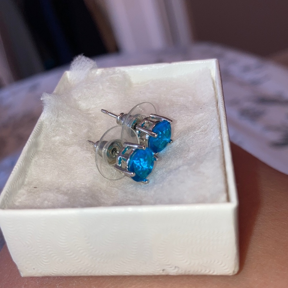 Blue Gem Studded Earrings